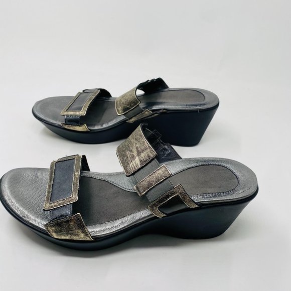 Naot Treasure Metallic Wedges 40 9 Pewter Sandals Metallic Comfortable Shoes - Picture 10 of 11